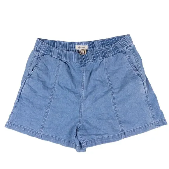 Madewell Denim Easy Pull On Jean Shorts Rathmore Wash Womens Large Elastic Waist - Picture 2 of 4